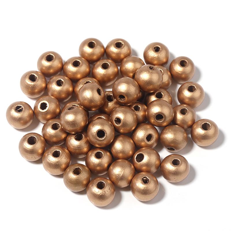 

Louleur Painted Gold Silver Plated Wooden Beads Round Loose Spacer Beads For Jewelry Making DIY Bracelet Necklace 6mm 200pcs золотой