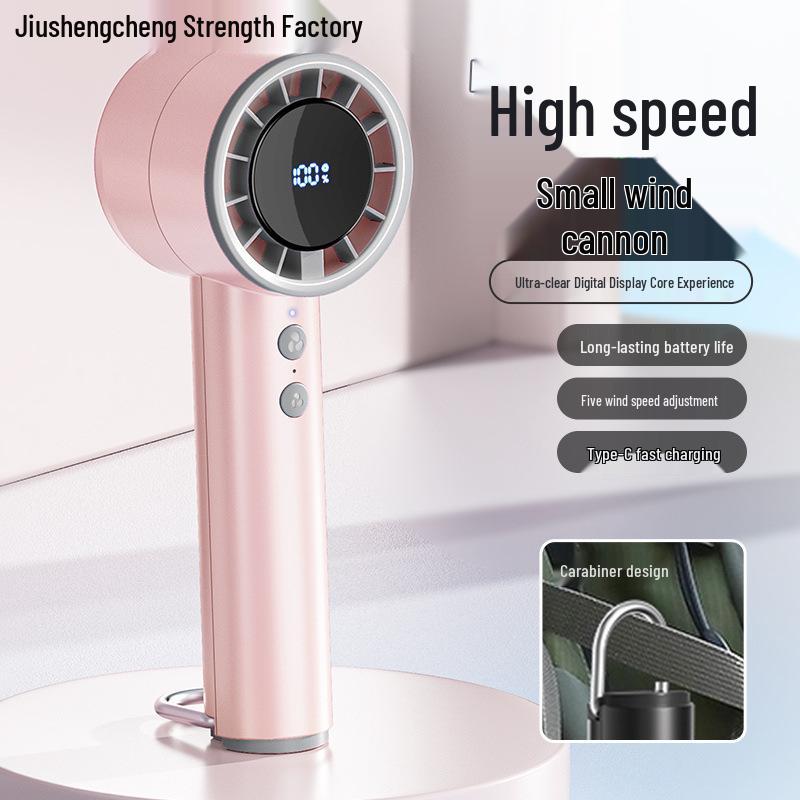 Summer USB Rechargeable Mini Handheld Fan with LED Display and 100-Speed Adjustment Handheld Fan