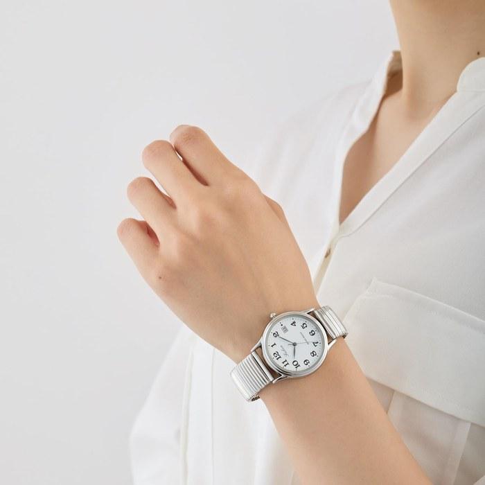 [Citizen Q&Q] Watch Analog Waterproof Date Metal Band D014-204 Men's White Silver