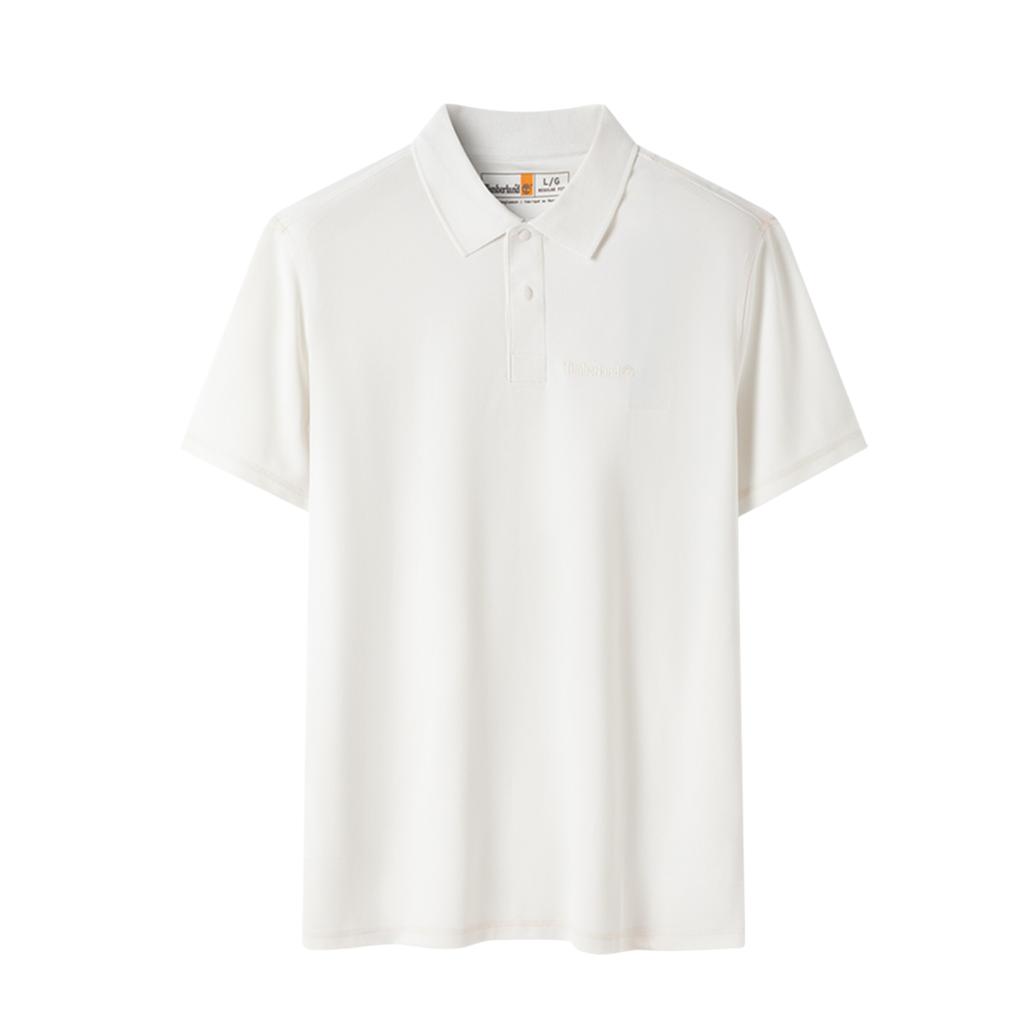 Timberland Logo Comfortable Breathable Casual Short Sleeve Polo Shirt Men Tops Vintage-White A5QHJ-CM9