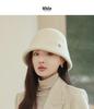Körniger Woll-Damen-Bucket-Hat - Gesichtsschlankmachend, Breite Krempe, Warm für Herbst/Winter