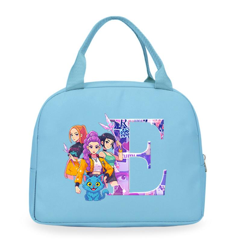 Trend Kpop Anime Cartoon Peripheral 26 Letter Printing Bento Bag Commuter Portable Lunch Box Bag