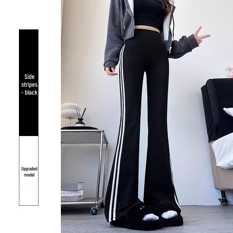 Women's High Waist Micro-Flare Pants - Autumn/Winter Velvet, Slimming, Plus Size, Casual Outer Wear