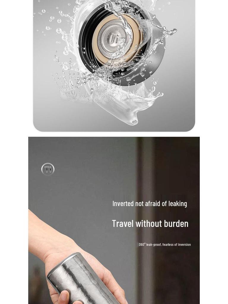 Premium Pure Titanium Insulated Cup with Tea Infuser - Double-Layer Vacuum Design, Portable and Stylish for Business Use.