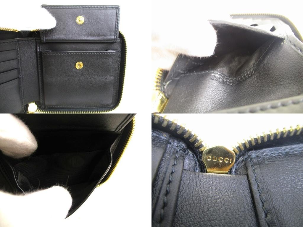 Authentische GUCCI Interlocking G Schwarzes Rundum-Reißverschluss-Bifold-Portemonnaie Kompaktes Portemonnaie #a759 Überholt