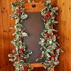 1PC Christmas Tree Vine Decorations Fireplace Wreath Gardens Artificial Holly Leaves Home Plastic Xmas Trees Red Berries Holiday