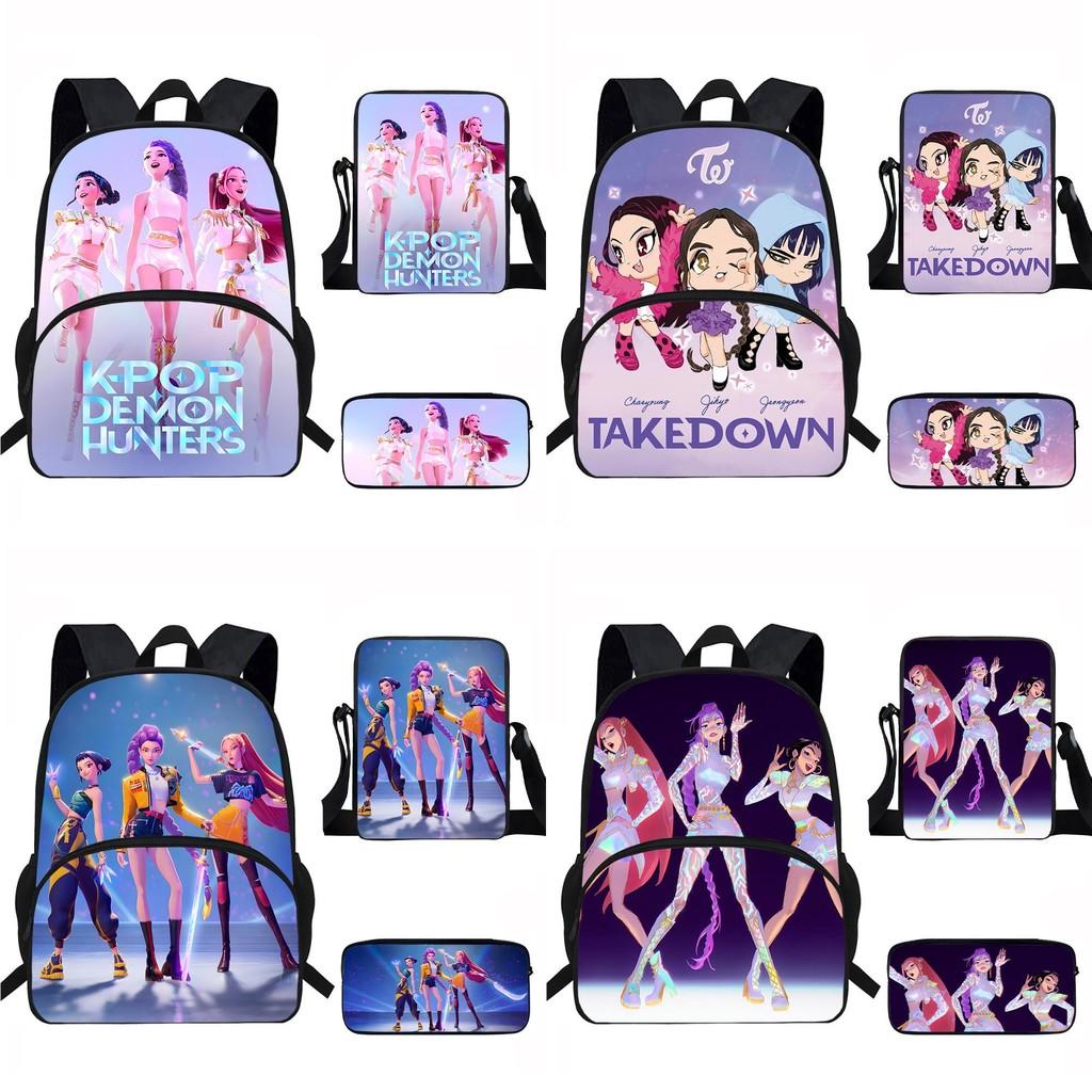 Hunters Demon Kpop Child School Backpack Set Breathable Fabric Primary Students