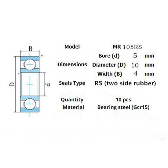Lager 10st mr105rs 5*10*4(mm)