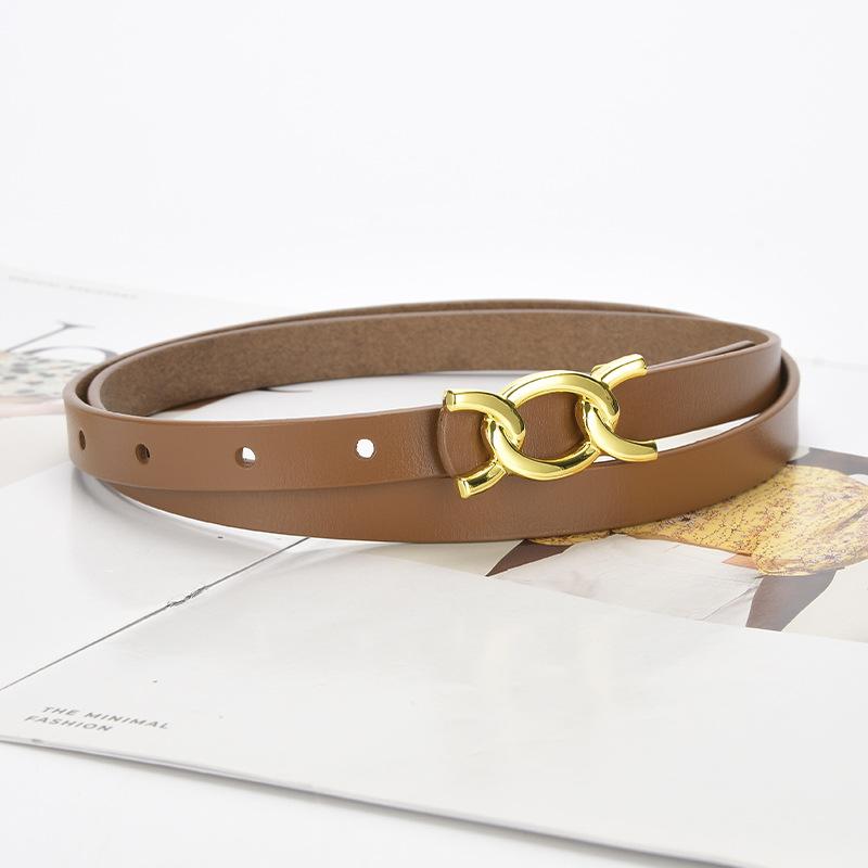 Slim Belt Women's Genuine Leather Fashionable Belt Women's Dress with Waist Slim Waist Versatile Jeans Trendy