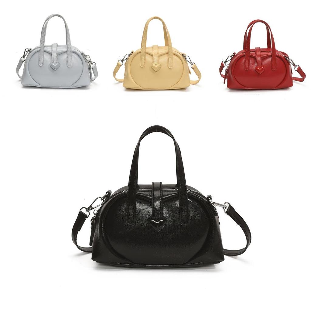 Minimalist Pu Heart Handbag For Daily Casual Wear With Zipper Closure