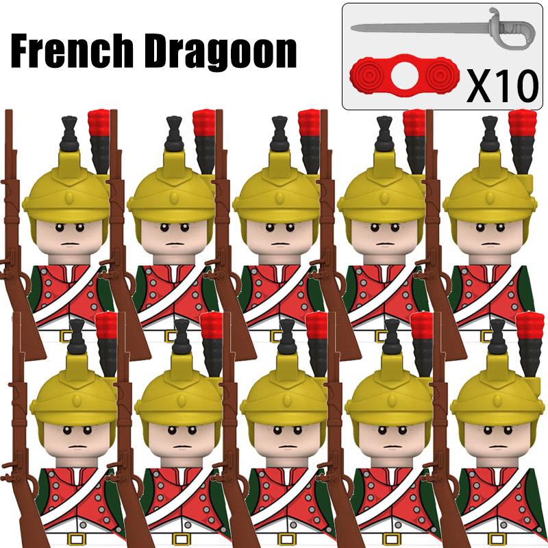 Kids Toys Napoleonic Wars Building Blocks 10pcs/lot Fusilier Lancer Soldiers Mini Action Figures Toys For Kids Christmas Gifts