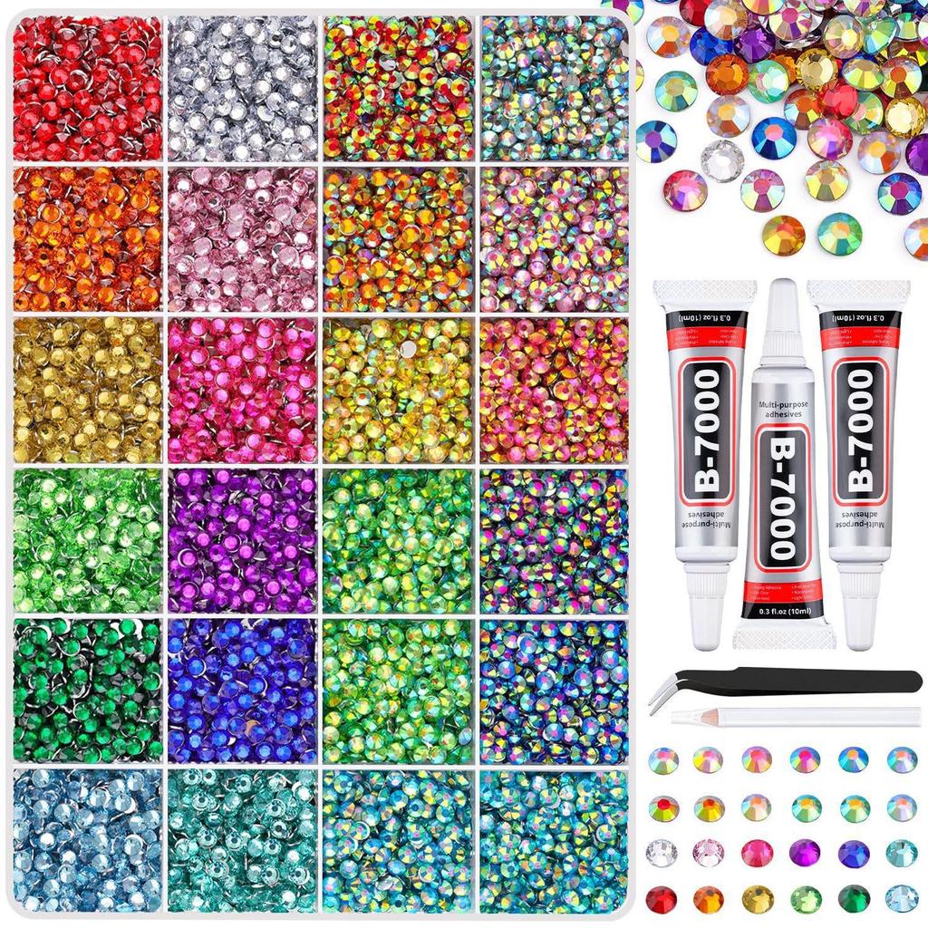 Strass in Resina Crystal Flash: Griglia da 40 e Griglia da 28 Fondo Piatto da 3MM per Nail Art, Progetti Fai da Te e Adesivi per Telefono
