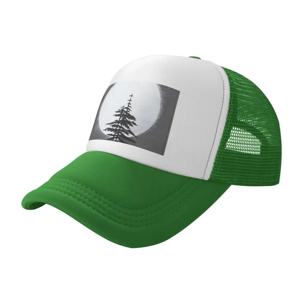 Neue Trucker-Kappen Mond Kieferbaum Druck Netz Baseballkappe Damen mit verstellbarem Snapback-Verschluss
