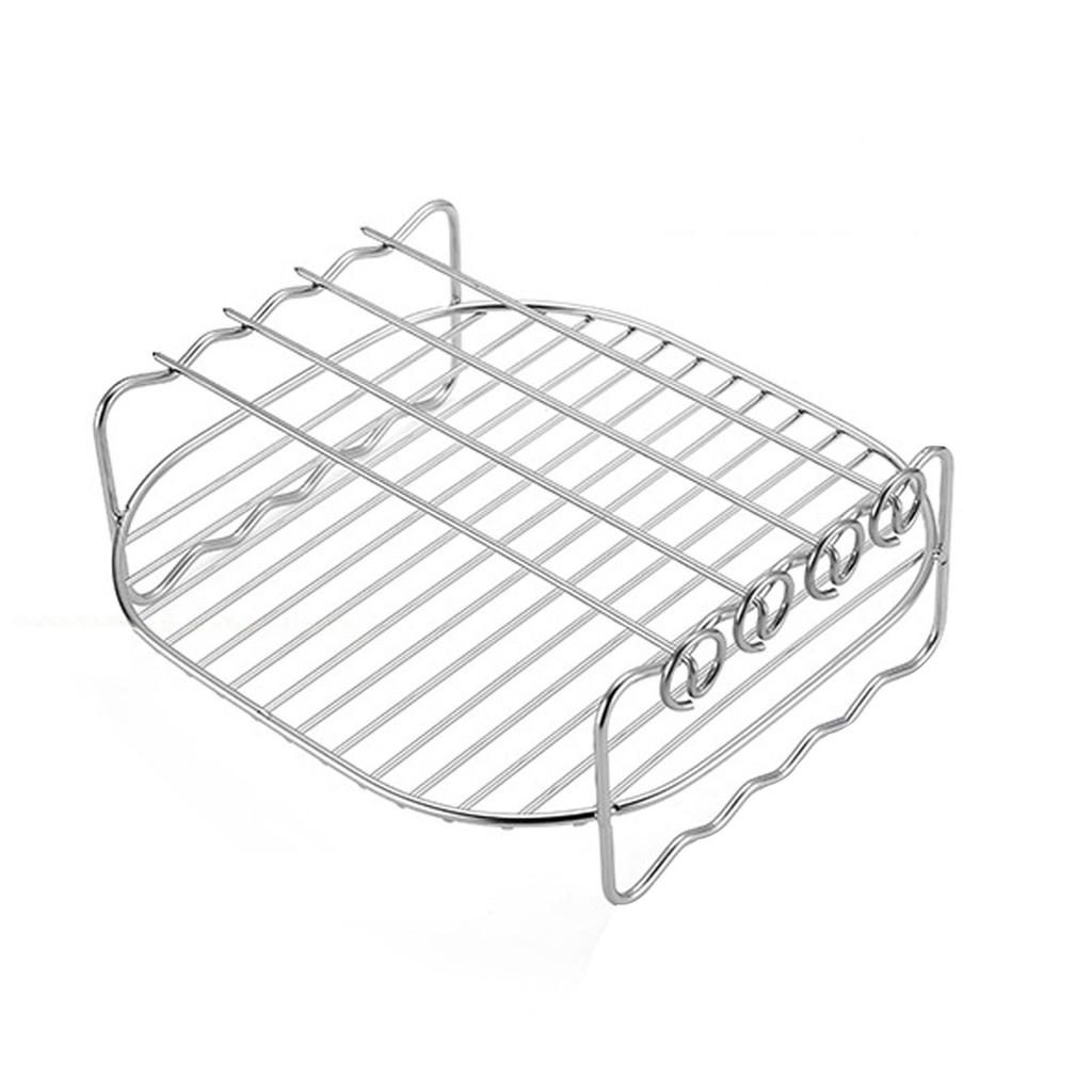 Zubehör für Heißluftfritteusen mit Spießen|Doppelschichtiger Airfryer-Grill aus Edelstahl|Mehrzweckregal S