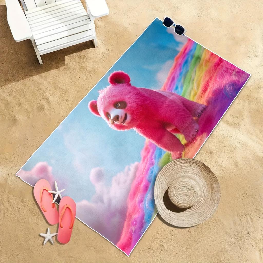 Bear Cute Cartoon Sand-Proof Beach Towel - Quick-Dry Microfiber, Super Absorbent For Travel, Pool, Surf, Camping