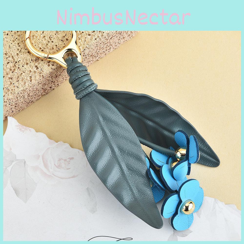 Winter Faux Leather Floral Keychain With Green And Blue Variants For Car And Bag Decor