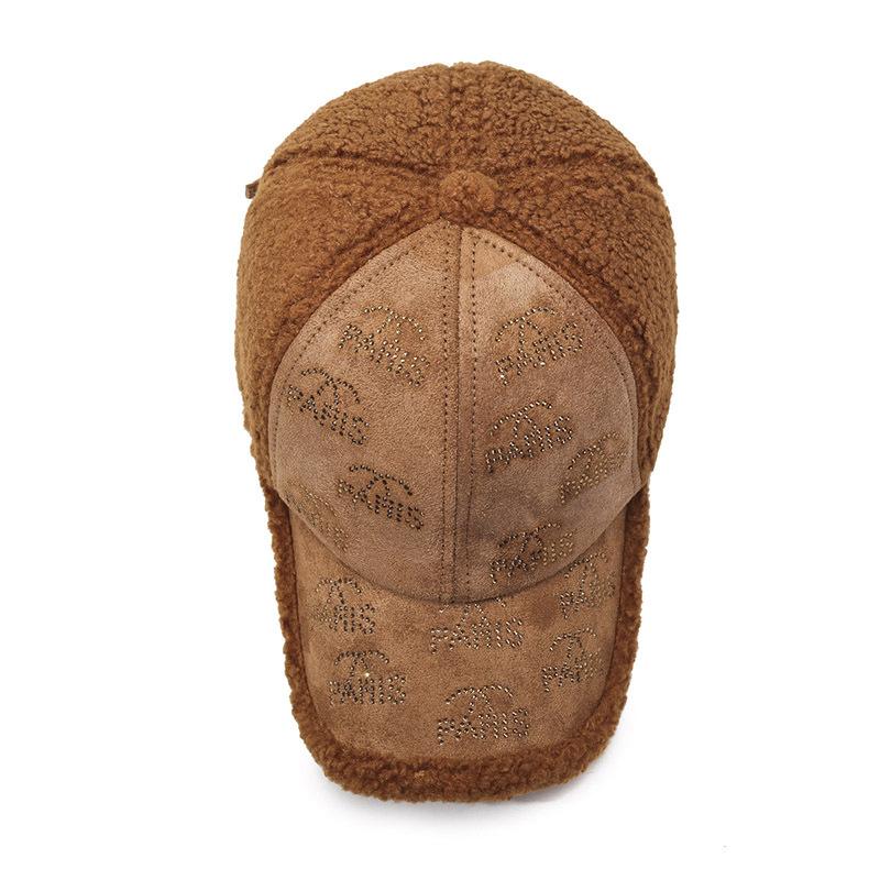 Wool Rhinestone Letters Baseball Cap for Men Women Winter Outdoor Warm Sports Cap