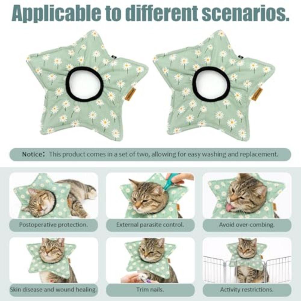 Adjustable Pet Protection Collar Star Shape Soft Elizabeth Cat Collar Floral Prevent Licking Dog Muzzle Collar