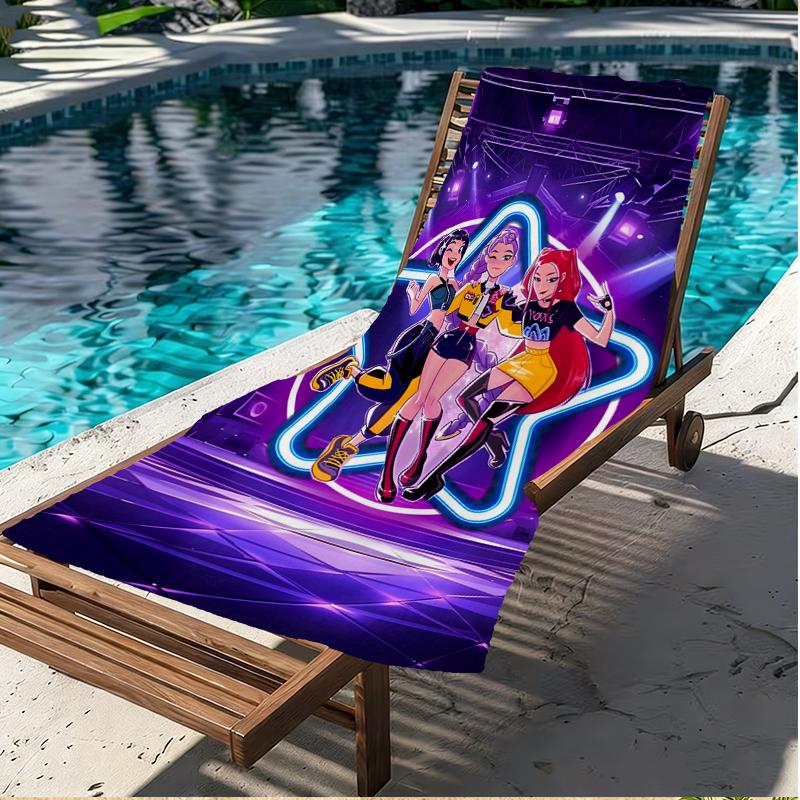 KPop Demon Hunters Print Beach Towel, Versatile Lightweight Absorbent Beach Towel for Pool Surf Yoga Bathroom, Perfect Birthday Holiday Gift