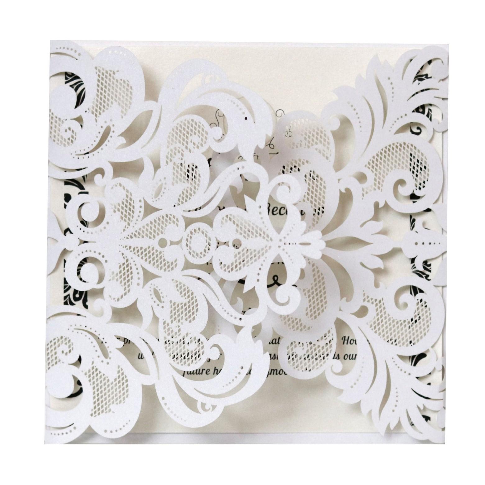 Laser-Cut Pearl Paper Wedding & Festival Greeting Card белый