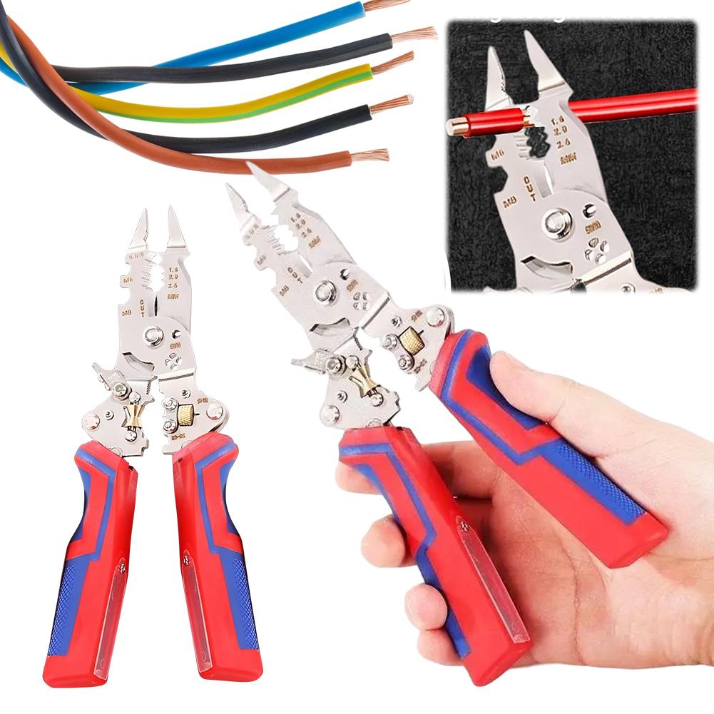 13-in-1 Foldable Wire Stripping Tool with Voltage Tester Wire Repair Tool Pliers Cable Scissors for Cutting and Pulling Wires