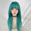 Green Blue Synthetic Long Straight Women Wig with Bangs Lolita Cosplay Fluffy Heat Resistant Wig for Daily Party