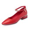 Fashion Genuine Leather High Heel Shoes Red Wedding Pumps Women Shoes Pointed Toe Rhinestone High Heel Shoes Ladies Elegant Office Shoe
