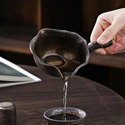 Japanese Style Handcrafted Fairness Cup | Antique Iron GlazeTeaPitcher | LargePour-OverFilterwithStrainer | TeaCeremonyEssential