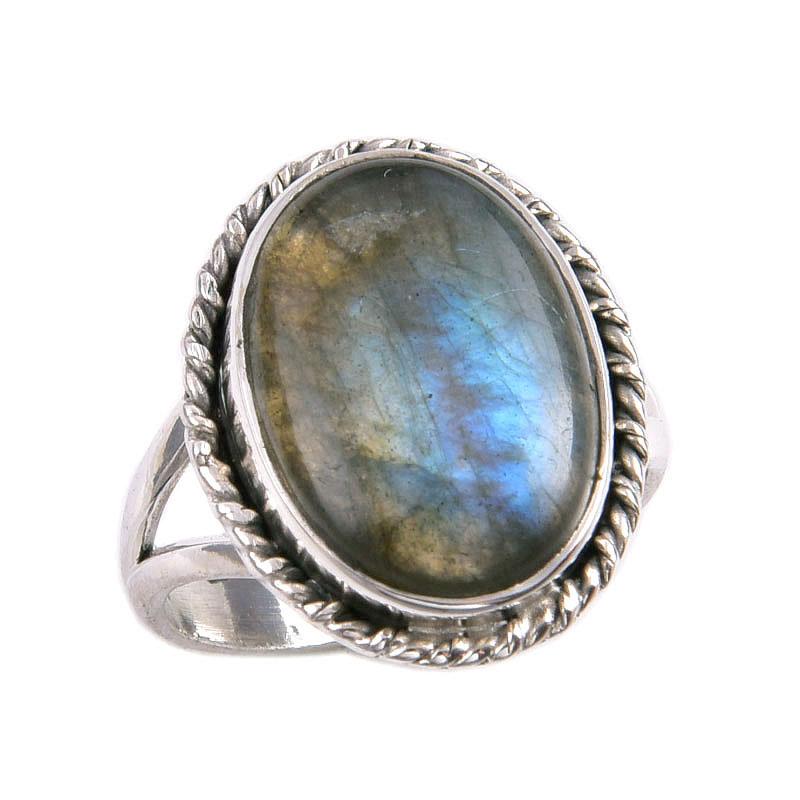 Natural Labradorite Gemstone 925 Solid Sterling Silver Jewelry Ring S.6.5 H4u39