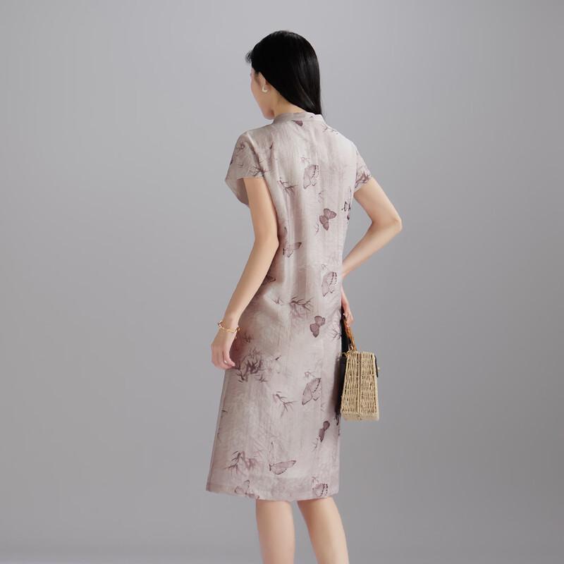 SOFSIL New Chinese Style Printed Mid-Length Dress