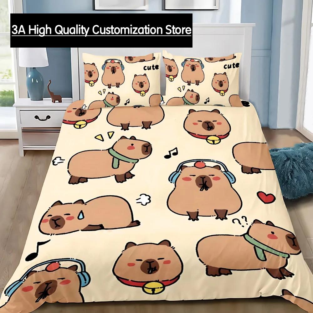 Comforter Cute Capybara Bedding Set Adult Boy Girl Bedroom Decoration Boys Gift Single Double Large Size