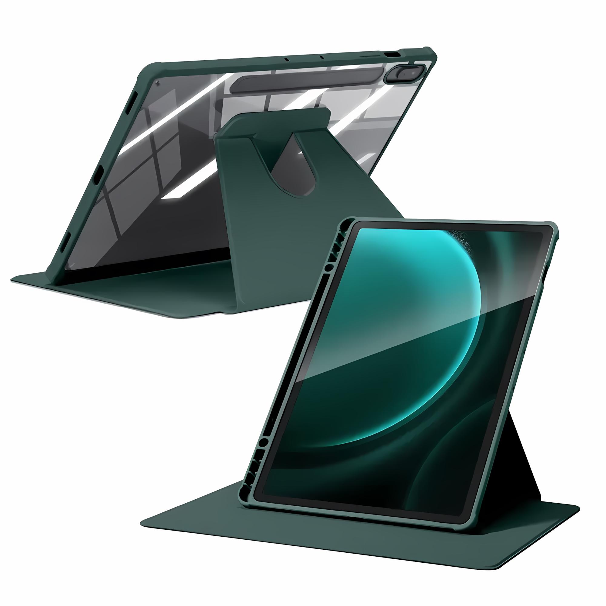 

Чехол с вращением на 360° для Samsung Galaxy Tab S10 Plus 12.4 S10+ S9 FE Plus S8 S7 + S6 Lite A9 Plus A8 A7 8.7 с отделением для стилуса For A9 Plus 11inch зелёный