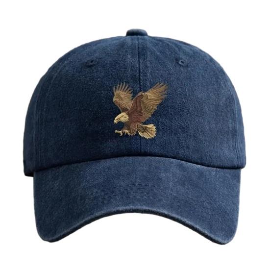 Embroidery Eagle Pattern Baseball Hat, Adjustable Back Buckle Retro Distressed Style Baseball Cap, Washed Cotton Fabric Outdoor Sunshade Cap