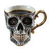 Gothic Skull Coffee Mug Royal Skeleton Cup with Gold Trim Resin Goth Tea Cup Unique Halloween Gift for Skull Lovers