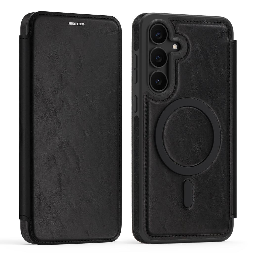 For Samsung Galaxy S25 FE Magnetic Case RFID Blocking Card Holder Leather Phone Cover