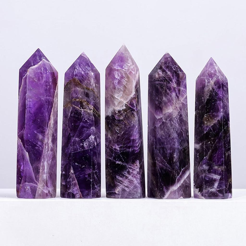 Natural Amethyst Crystal Wand - Healing Pointed Tower for Energy Meditation Chakra Balancing 2.5-3 inch