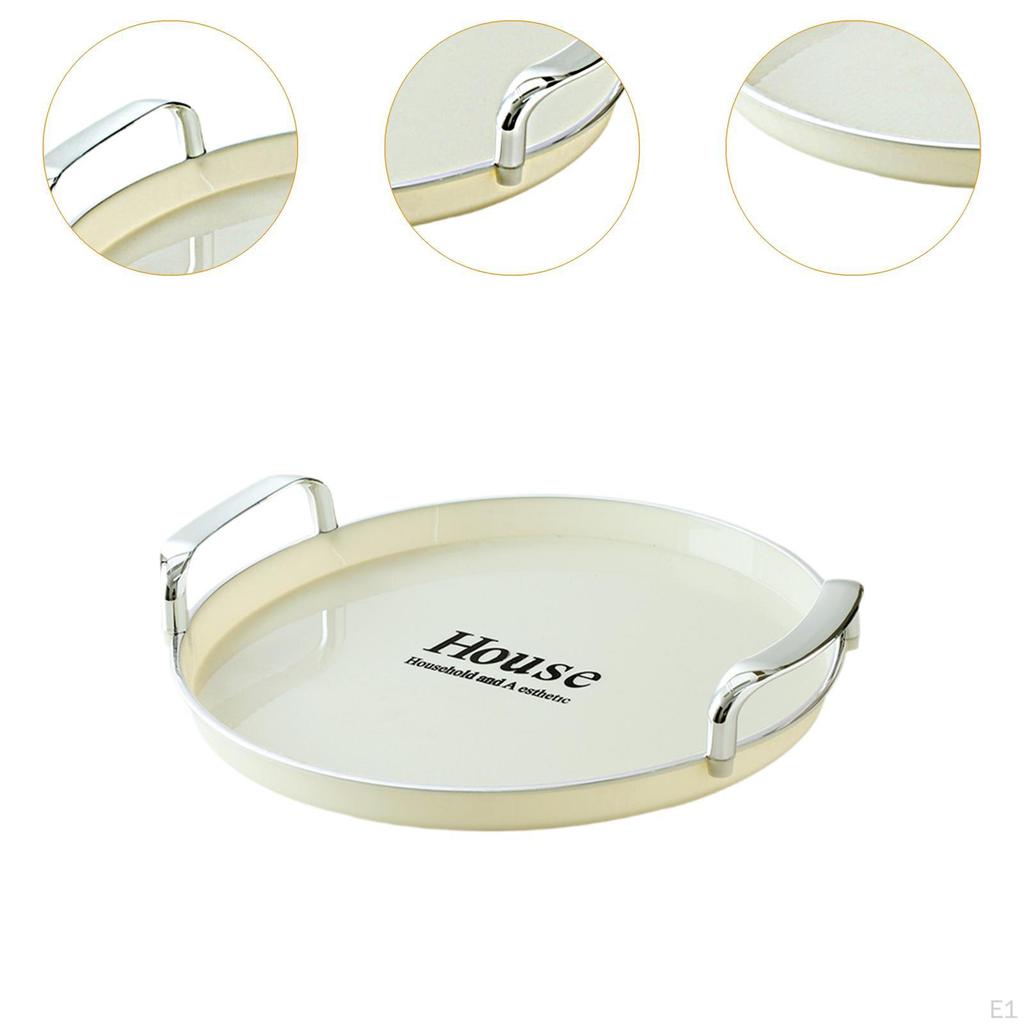 Biscuit Cookies Pastry Tray Snack Plate with Double Handle Simple Storage Organizer Round