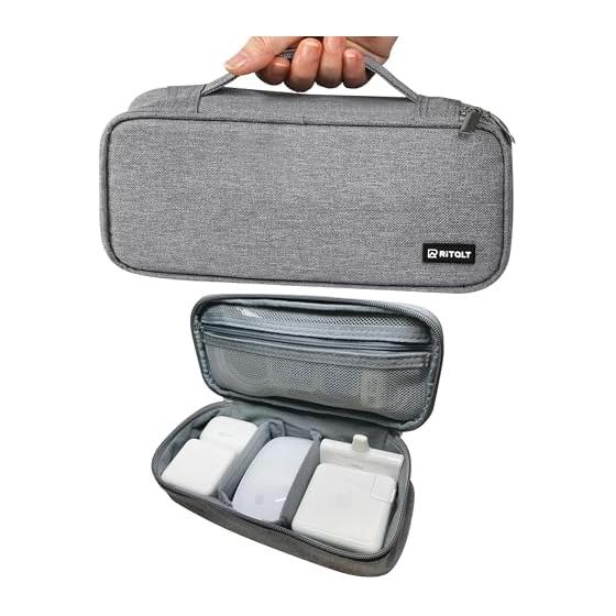 RITALT Gadget Pouch, Gadget Case, Small Pouch, Small Accessory Case, Travel Pouch, For Travel, Business Trips, Work (Gray)
