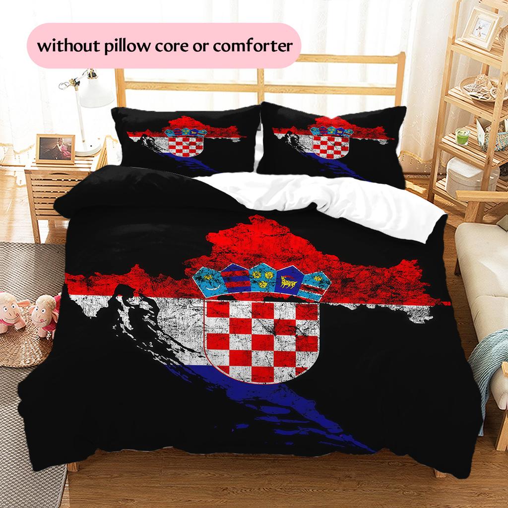Hrvatski Nogometni Savez Pattern Bedding Quilt Set Home Decoration Gift (1 * Duvet Cover + 2 * Pillowcase Without Core)