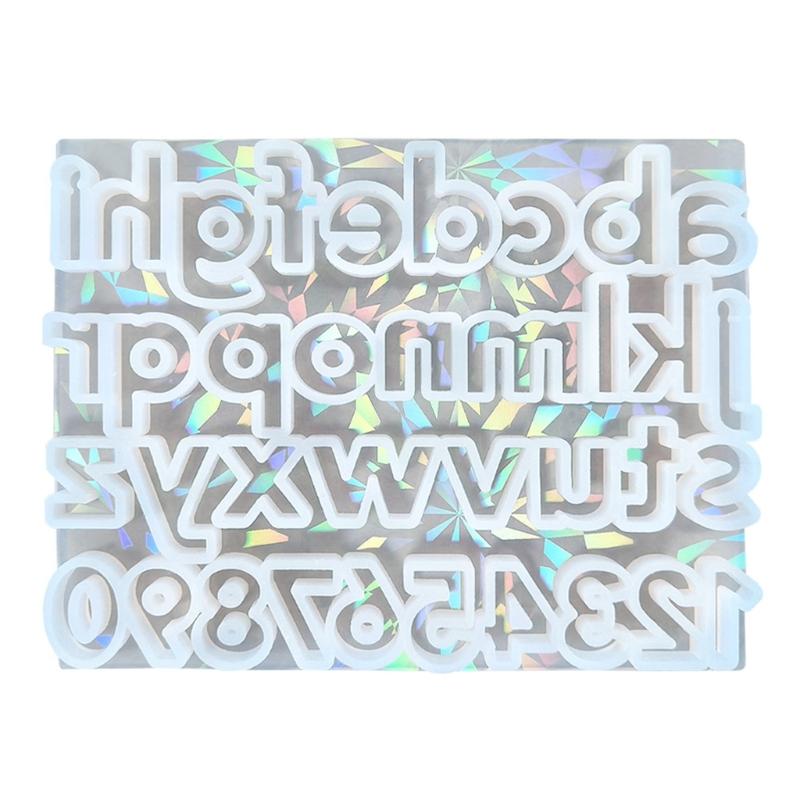 

Reflective Holographics Letter and Number Sturdy Silicone Epoxy Resin Molds for Customes Jewelry Making Creation чистий
