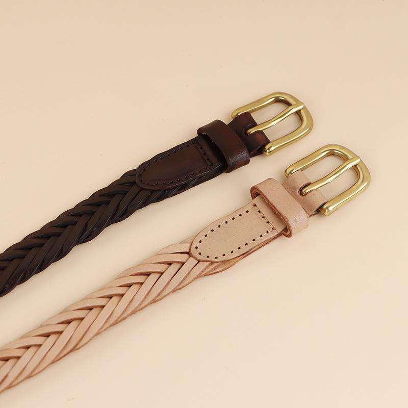 Meier Belt - italian top grain leather women's belt - full grain leather belt - woven leather belt