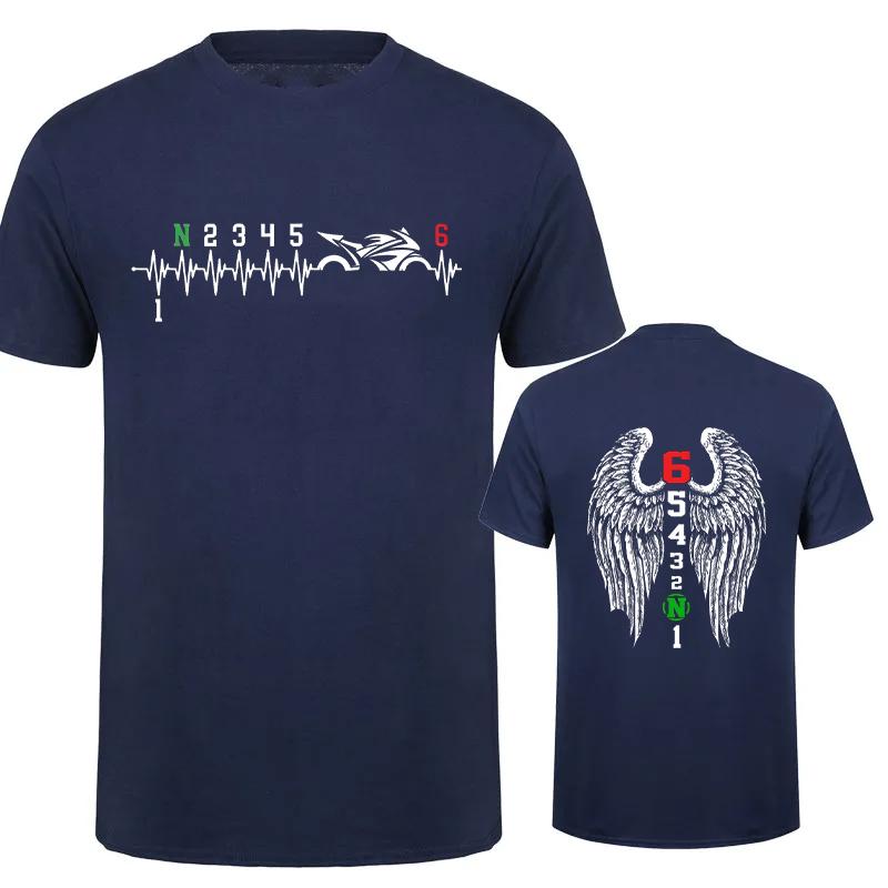 1N23456 Motorcycle Gear Biker Heartbeat Graphic Print T Shirt Men T-Shirts Summer Men's T Shirt Clothing Oversized Men Tshirt