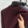 Men's 100% Wool High-Collar Knit Sweater – Thick, Warm, Solid Color, Perfect for Autumn and Winter