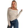 WG128 Autumn/Winter Off-Shoulder Long-Sleeve Solid Color Women's T-Shirt