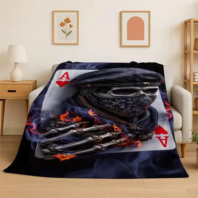 Horror Skeleton Skull Gothic Flannel Blanket Soft Throw Blanket for Bedroom Living Room Bed Travel Camping Picnic Nap Cover Gift