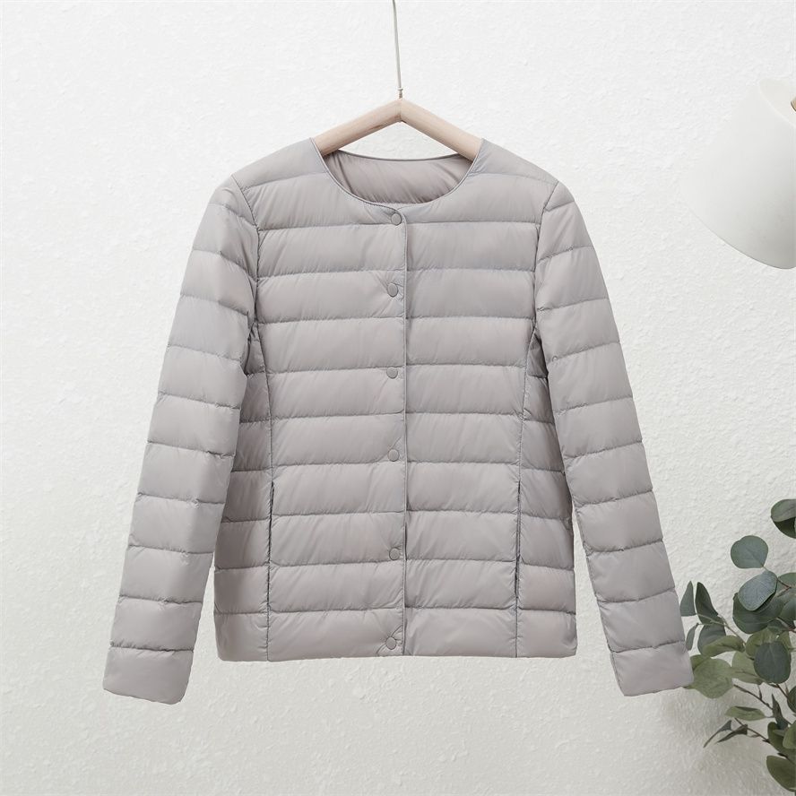 Lightweight and Warm White Duck Down Coat for Women, Simple and Stylish Outerwear