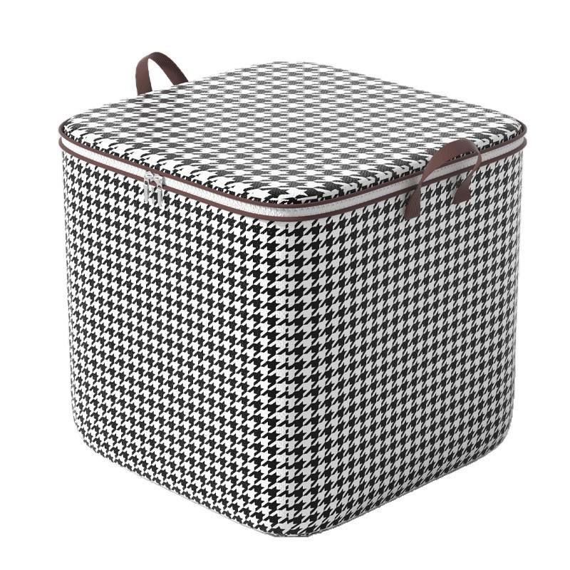 Large Capacity Houndstooth Non-Woven Clothes Storage Box and Luggage Bag