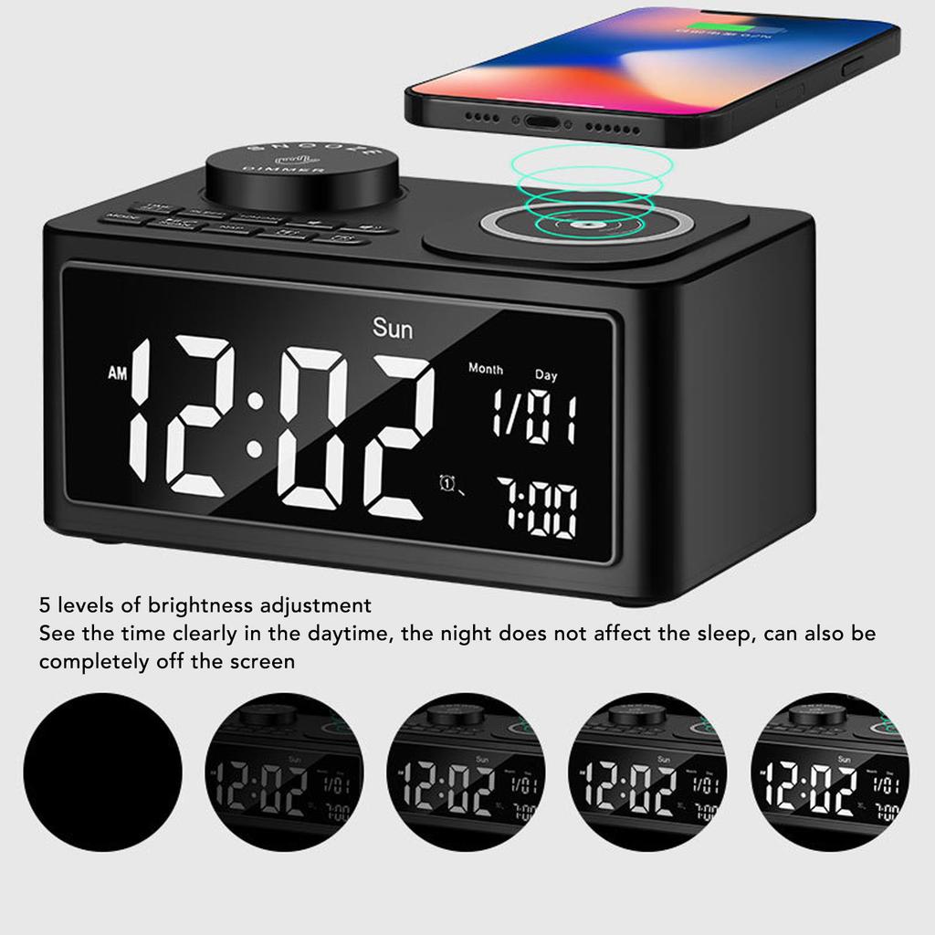 Wireless FM Radio Bluetooth Speaker Clear Digital Display Alarm Clock Calling HiFi Sound Bluetooth Speaker for Bedroom