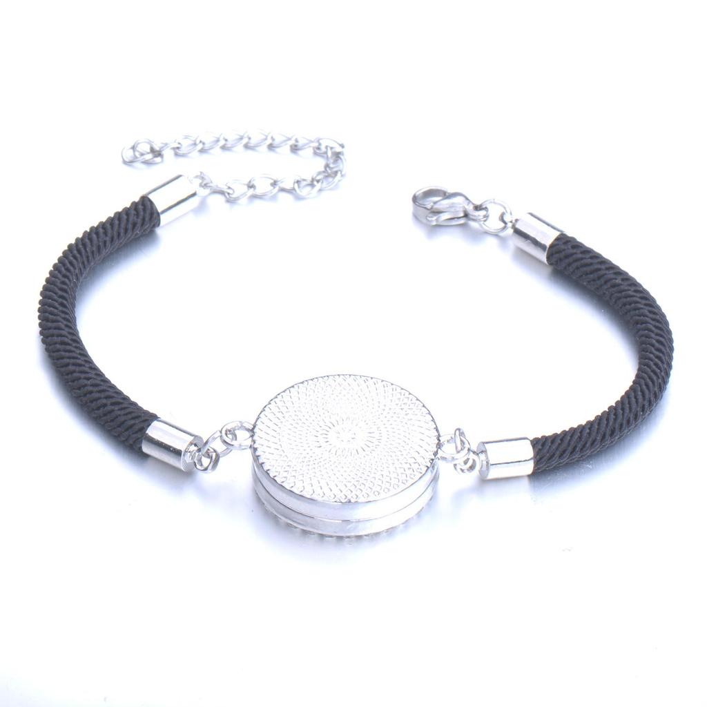 Diamond Inlaid Aroma Diffuser Bracelet: Adjustable Black Rope Wristband for Women