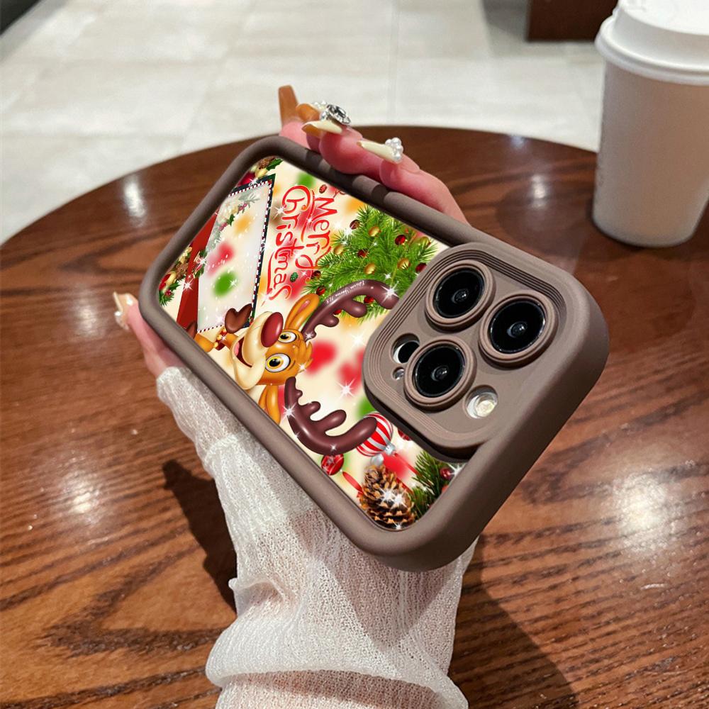 N107 Happy New Year Christmas Art Soft Angel Eyes Phone Cases for iPhone 16 15 14 13 11 Pro Max 8 7 6s Plus 12 Mini XR XS Max SE Shockproof Cover